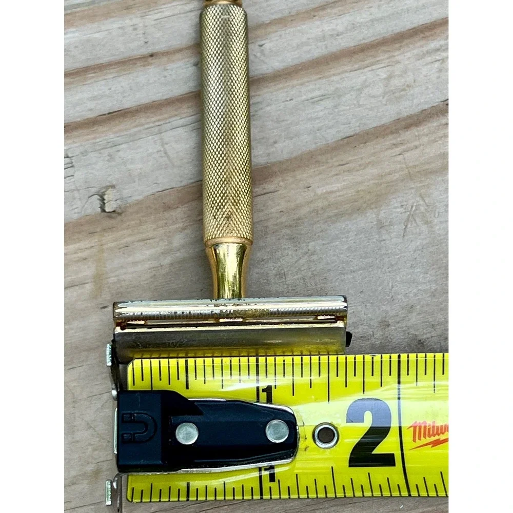 Gillette Safety Razor Gold Tone Metal 1940s Gold OS Good